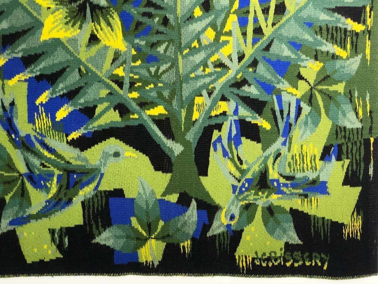 "Frondaison" Wall Tapestry By J.C Bissery From The 1970s, Signed And Numbered photo furniture