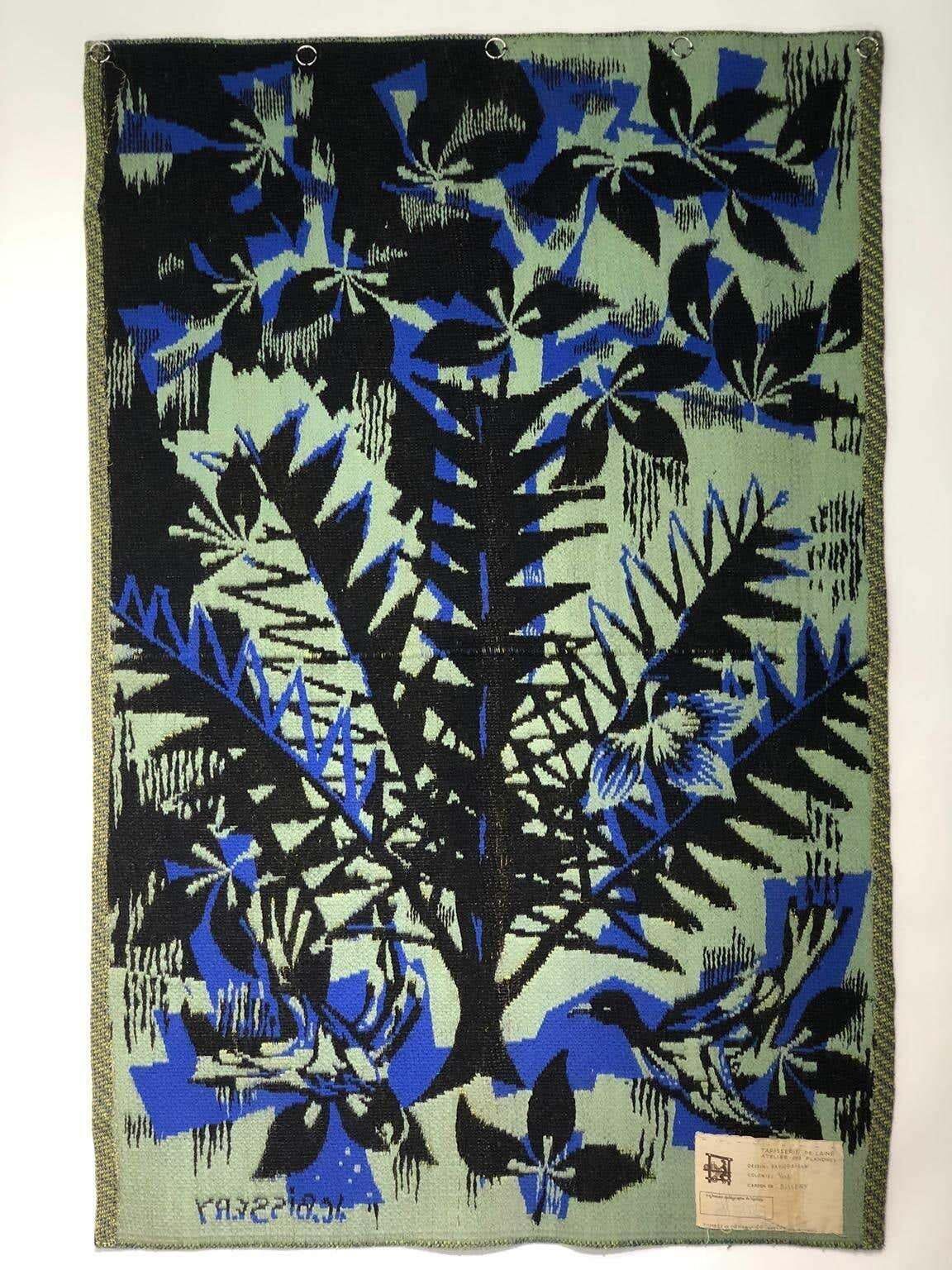 "Frondaison" Wall Tapestry By J.C Bissery From The 1970s, Signed And Numbered photo vinterior