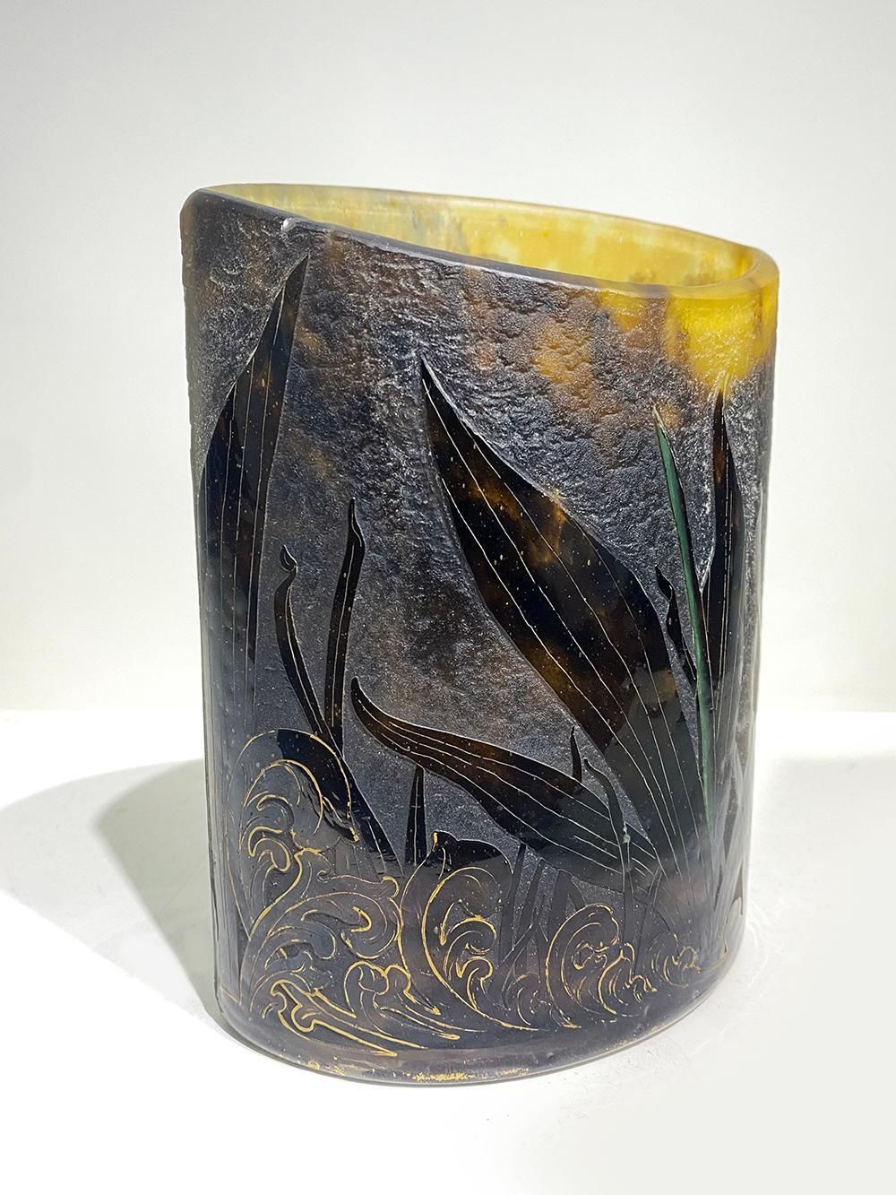 Art Nouveau, Cameo Glass Vase With Gilded Daum Nancy Signature photo for sale