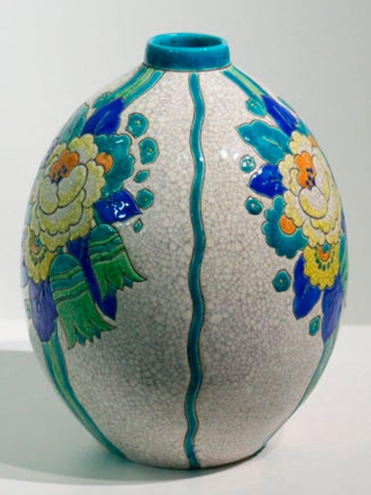 Art Deco "Craquelé" Vase By Charles Catteau For Keramis, 1920s photo vintage