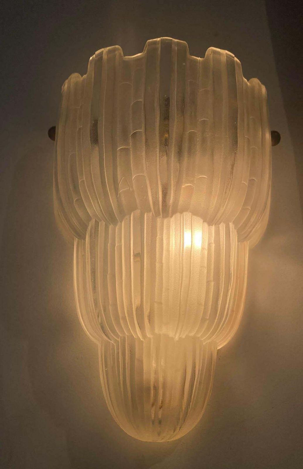 Pair Of French Art Deco "Waterfall" Sconces Signed By Sabino, Circa 1930 photo vintage