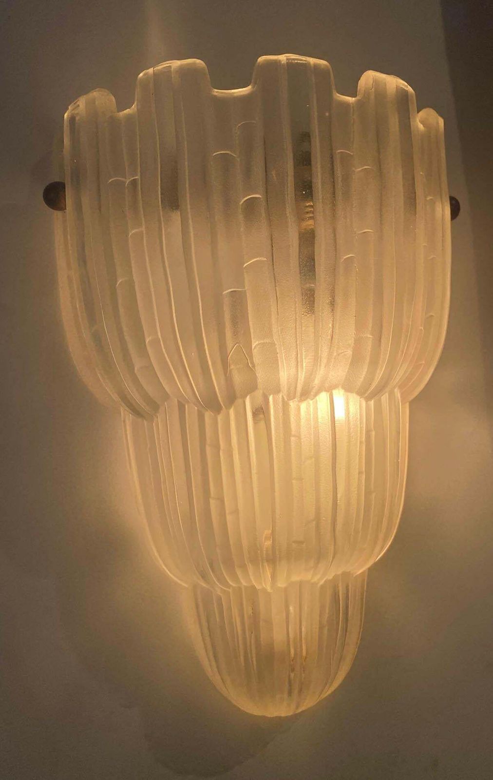photo furniture Pair Of French Art Deco "Waterfall" Sconces Signed By Sabino, Circa 1930