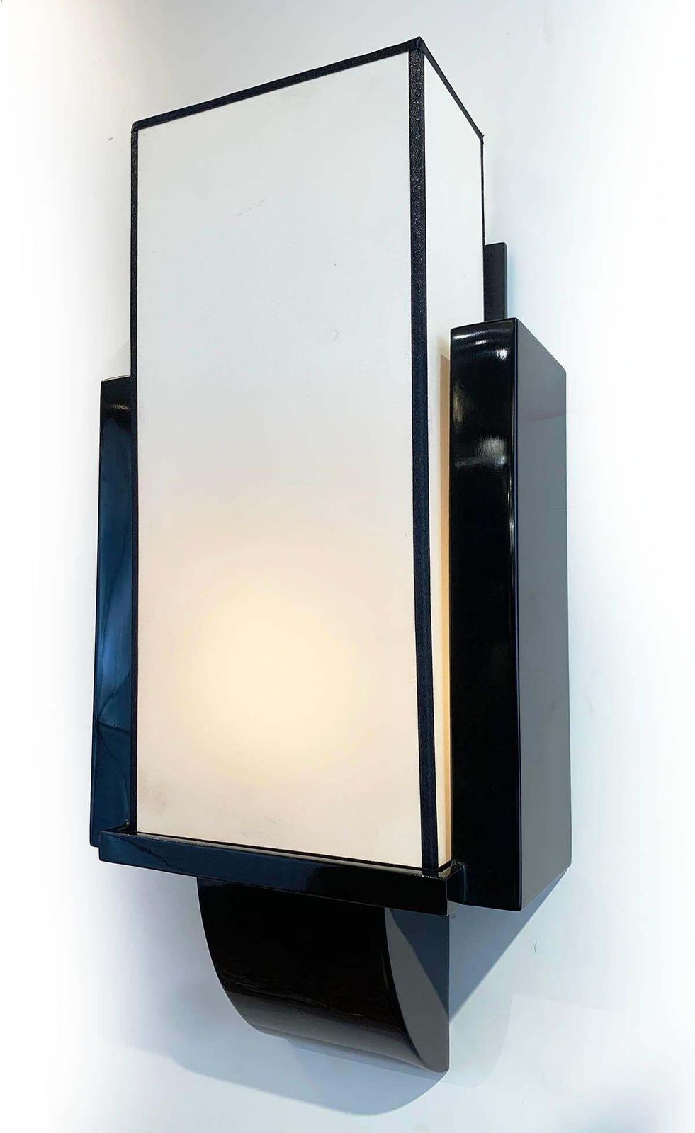 Pair Of Wall Lamps In Black Lacquered Wood Circa 1970 photo furniture
