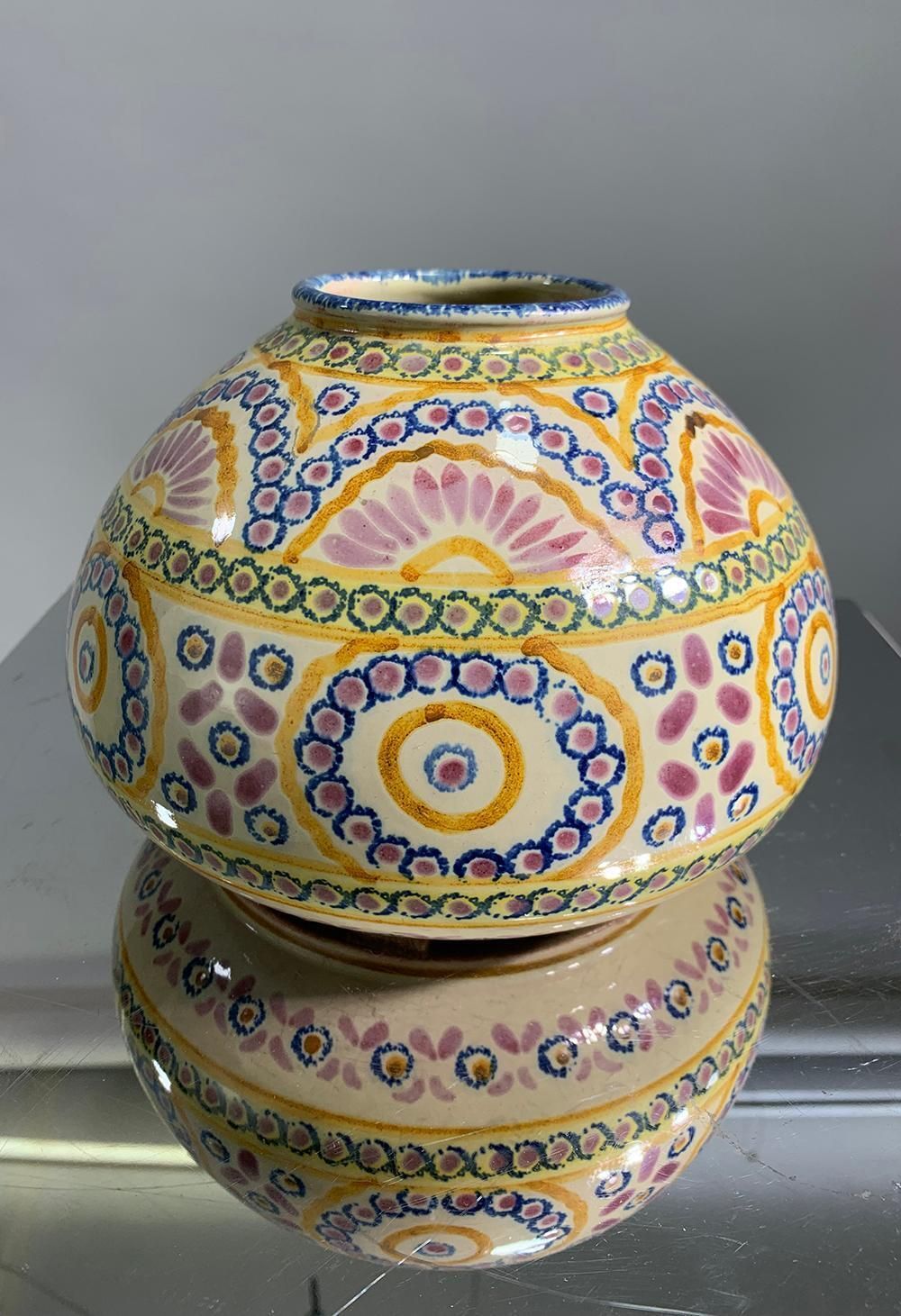 Mid 20th Century French Hand Painted Faience Vase Signed Henriot Quimper photo vinterior