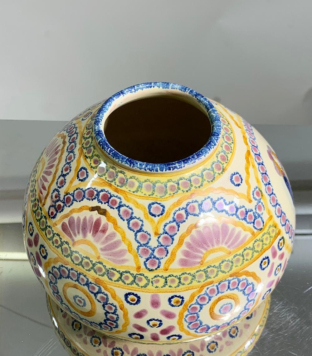 Mid 20th Century French Hand Painted Faience Vase Signed Henriot Quimper photo buy
