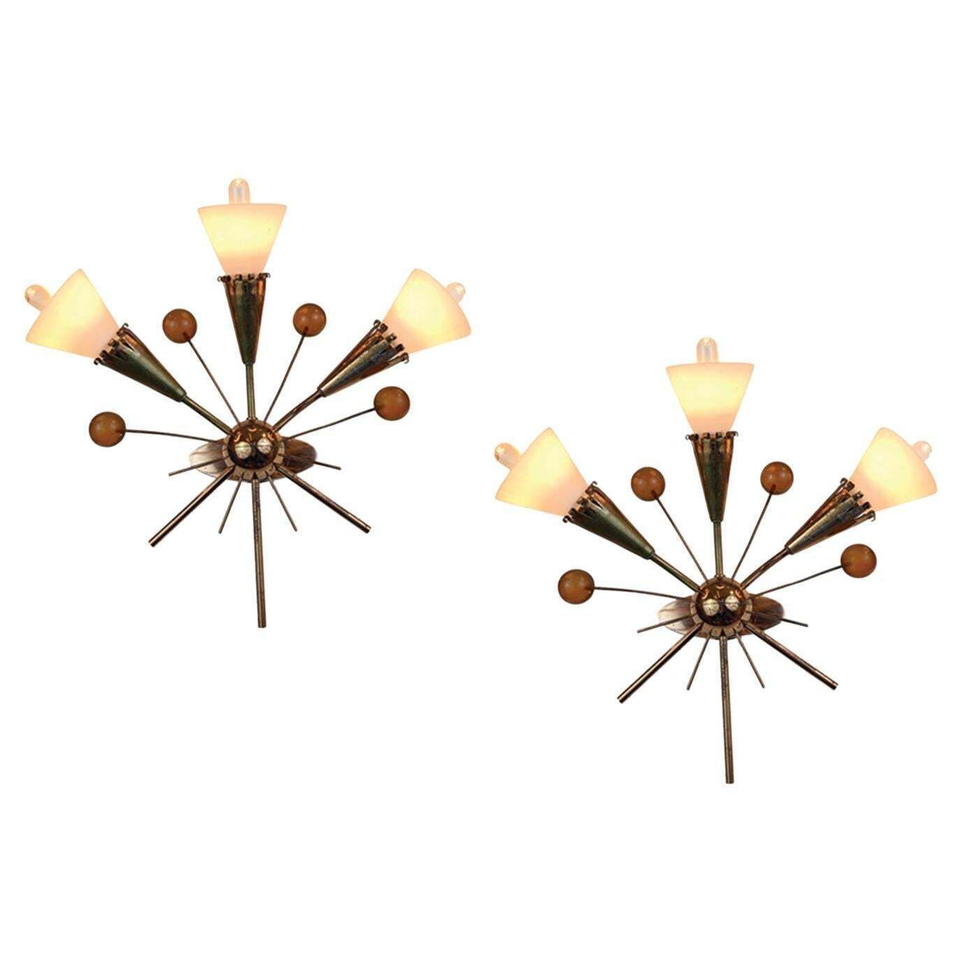 Set Of Beautiful Mid Century Modern Stilnovo Style Sconces, Circa 1960