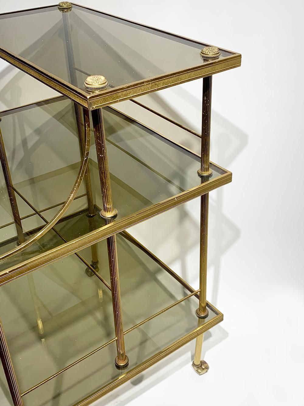 French 20th Century Brass & Glass Drinks Trolley, C.1970 photo 4108.0