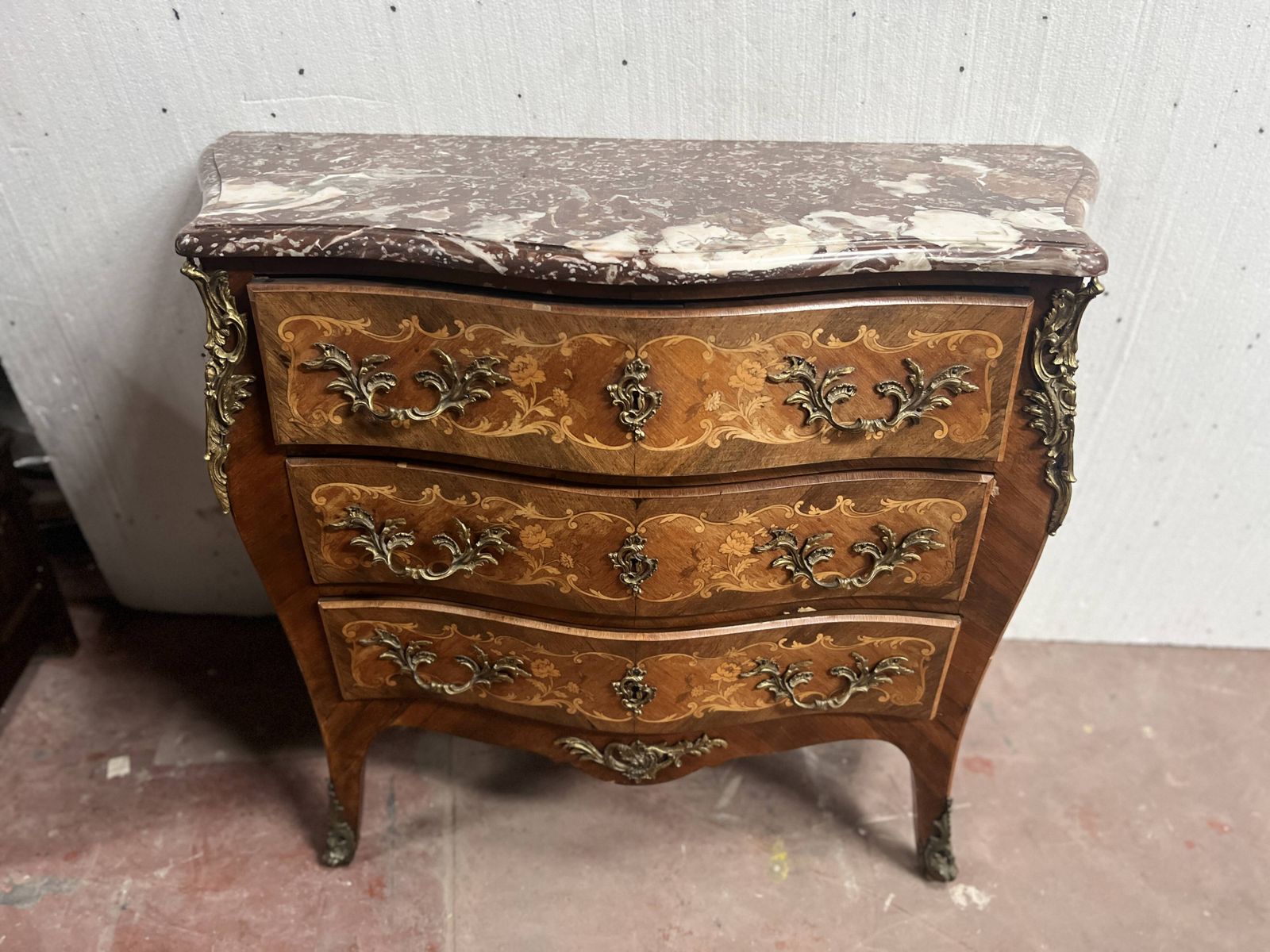 Louis XV Style Chest Of Drawers With Marquetry On All Sides, 20th Century photo furniture