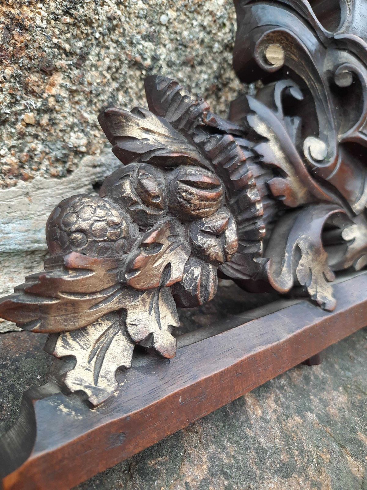 French Artisan Oak Hand Carved Decorative Furniture Pediment Gilded Antique Wall Decor photo 160.0