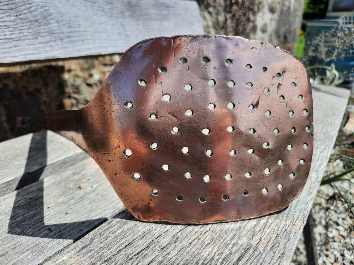 Dehillerin Copper Draining Ladle: Antique French Kitchen Utensil photo vintage