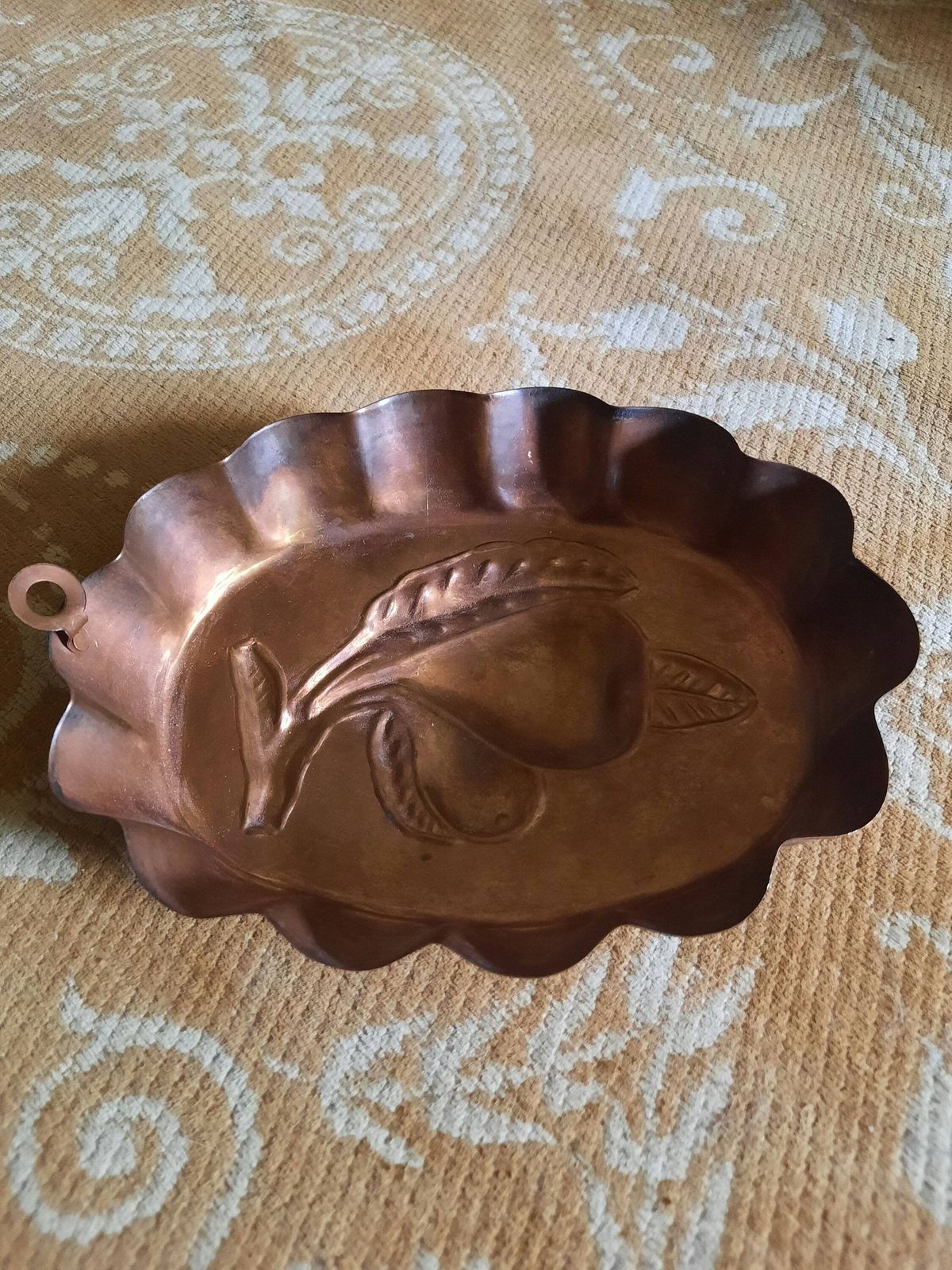 photo furniture Vintage French Copper Jelly Mold: Pear Design Cottagecore Kitchen Decor