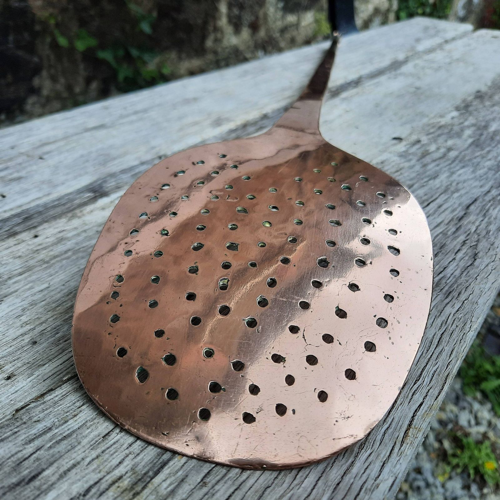 Antique French Copper Jam Pan Skimmer Ladle: Chateau Kitchen Utensil photo 142.0
