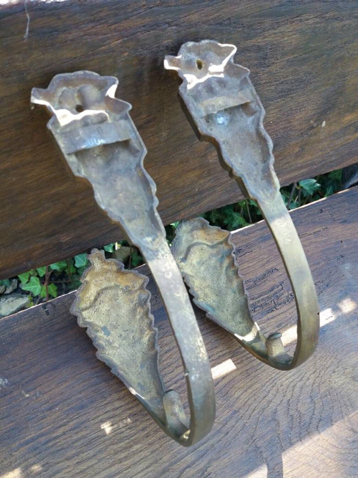 Antique French Ormolu Bronze Curtain Tie Backs: Window Hardware Pair photo vinterior