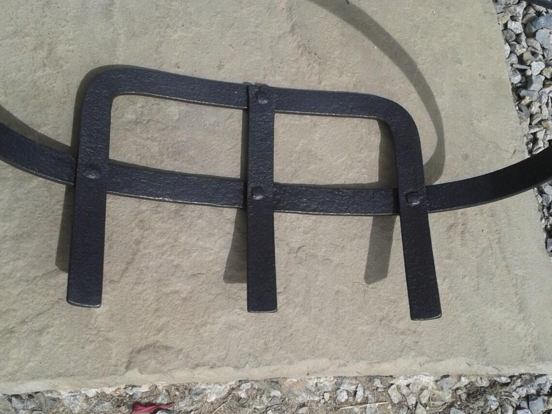 Hand Forged Iron Hanging Trivet: Antique French Fireside Cookware photo furniture