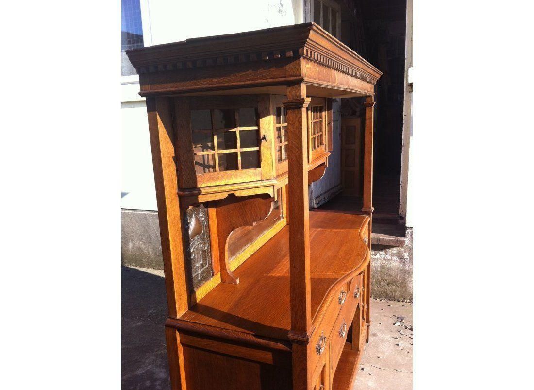 Liberty & Co Attr Arts & Crafts Oak Sideboard With Stylized Copper Floral Panels photo 3500.0