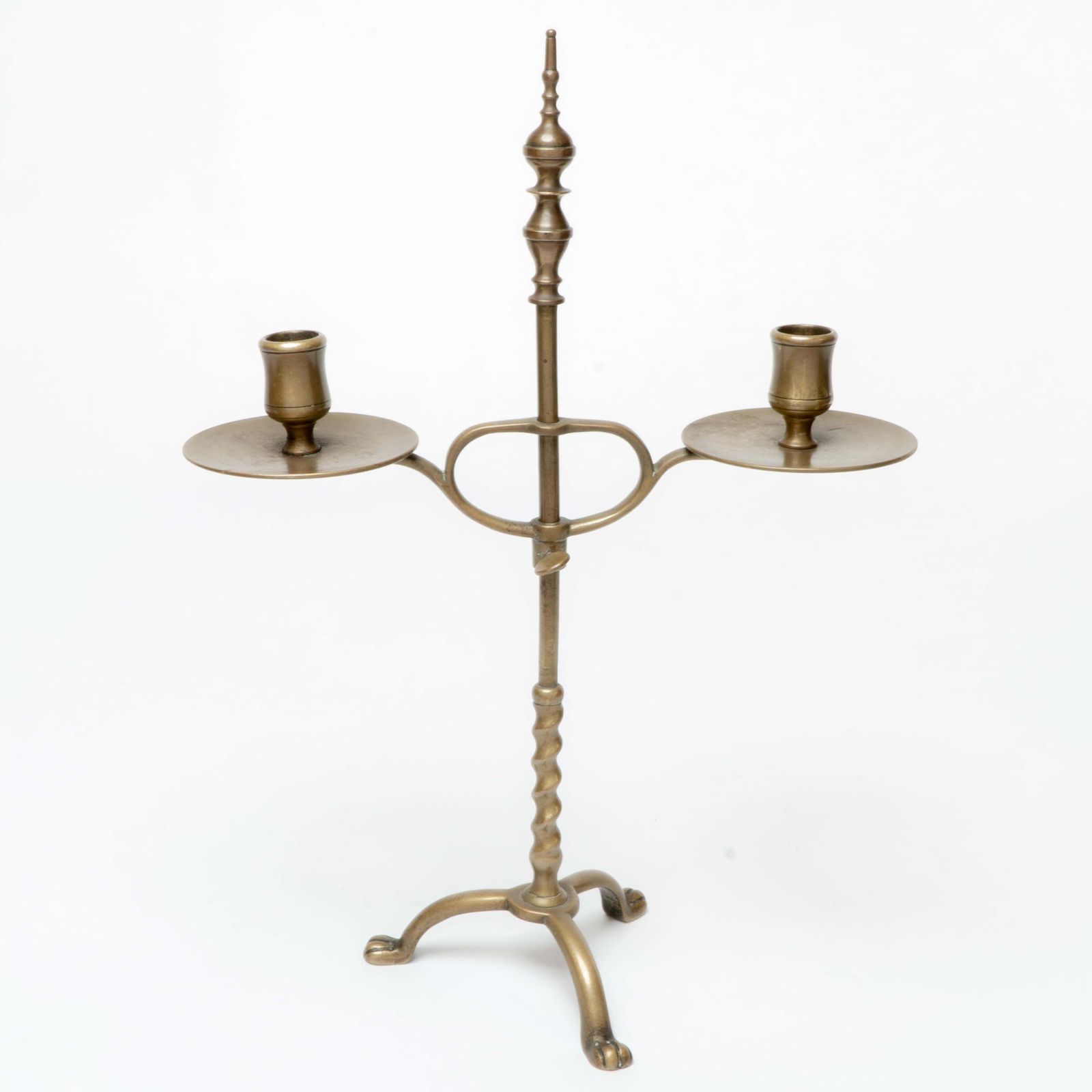photo furniture A Pair Of Arts And Crafts Brass Twin Branch Candelabras With Adjustable Height