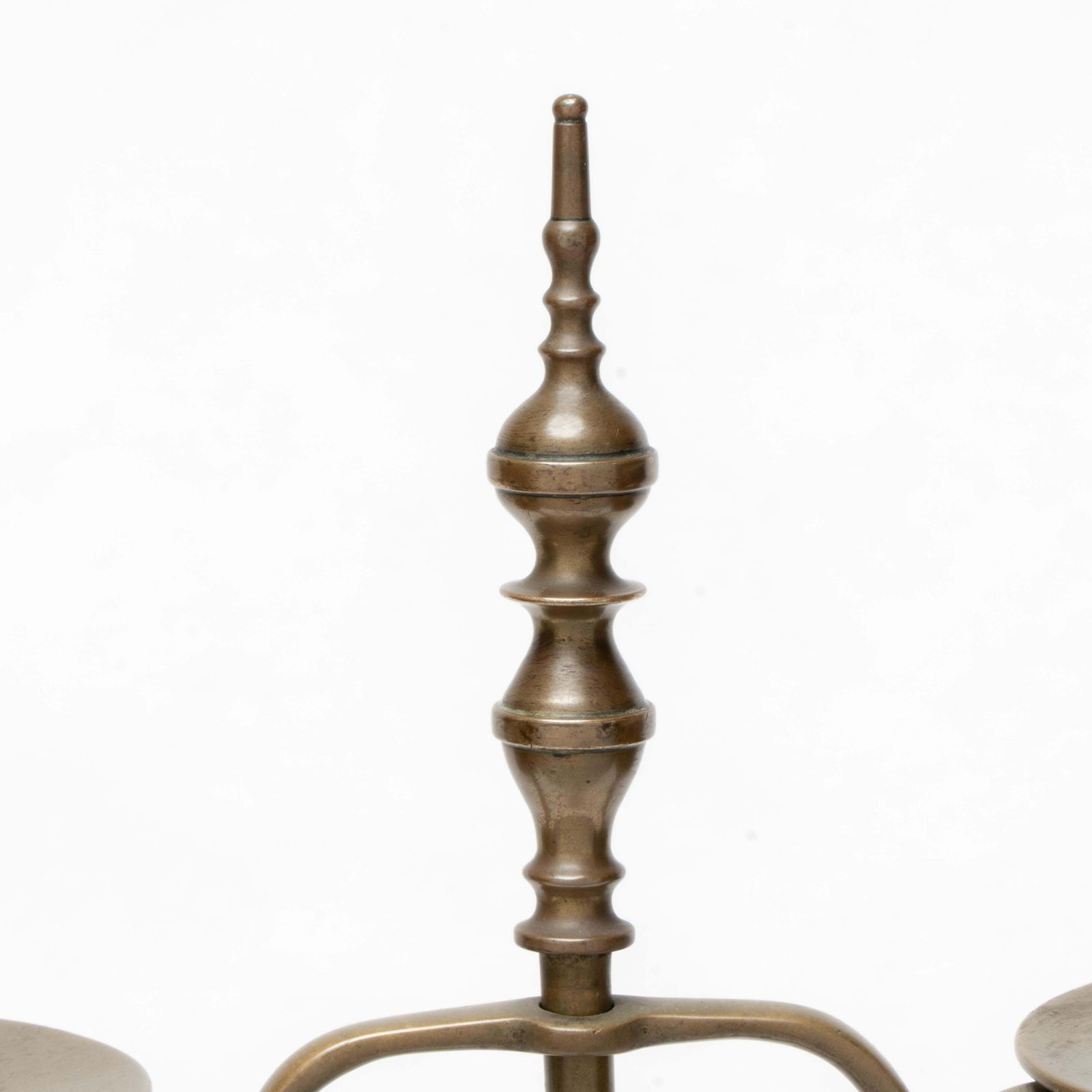 photo for sale A Pair Of Arts And Crafts Brass Twin Branch Candelabras With Adjustable Height