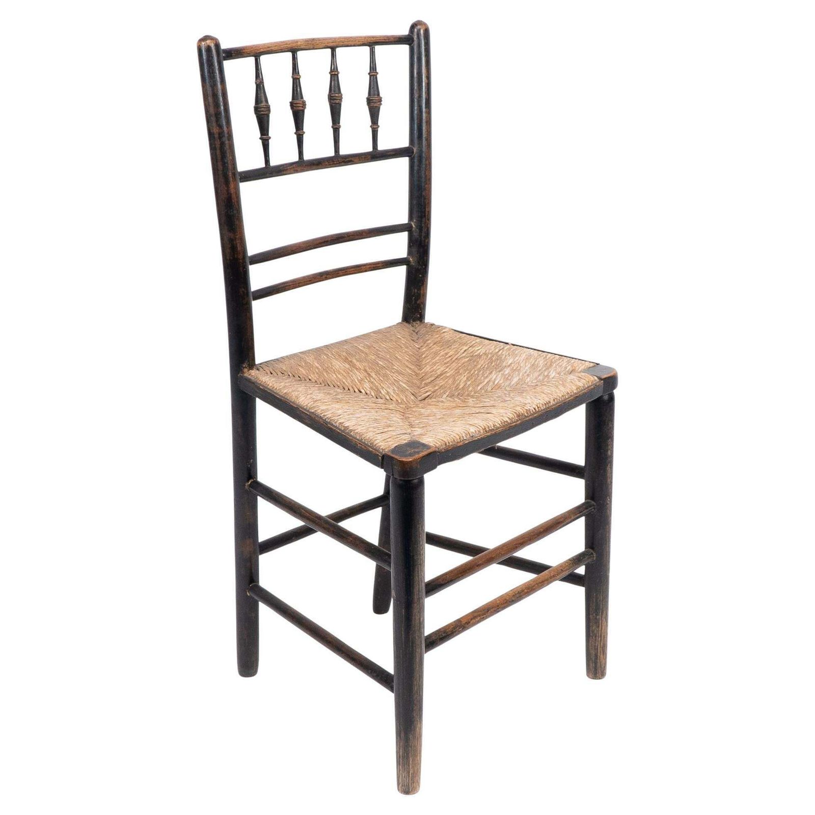 Attributed To Philip Webb Aesthetic Movement Original Rush Seat Sussex Chair