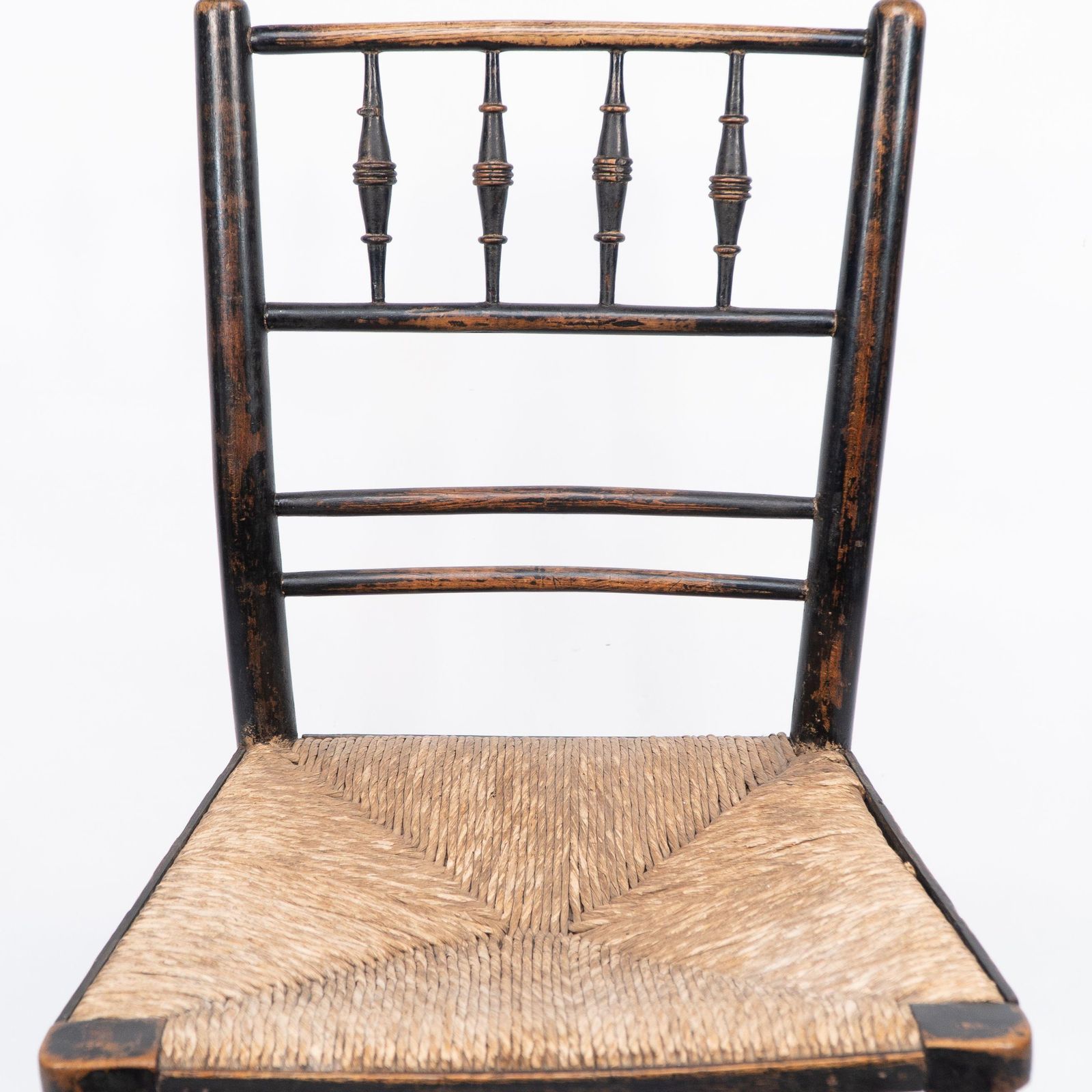 Attributed To Philip Webb Aesthetic Movement Original Rush Seat Sussex Chair photo vinterior