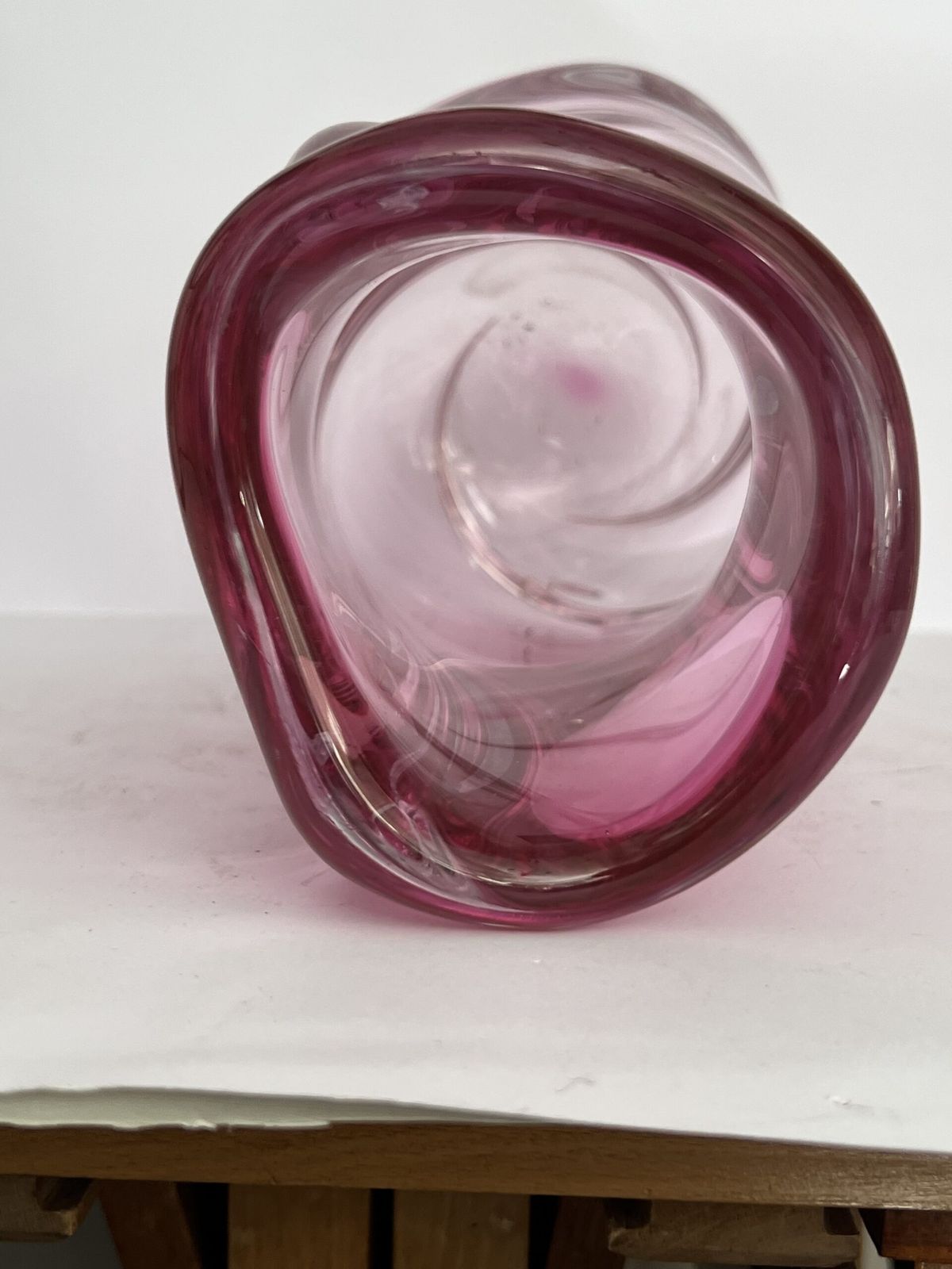 Large Murano Sommerso Swirl Vase – Cranberry/Pink & Clear Glass, 1970s photo Home Decor