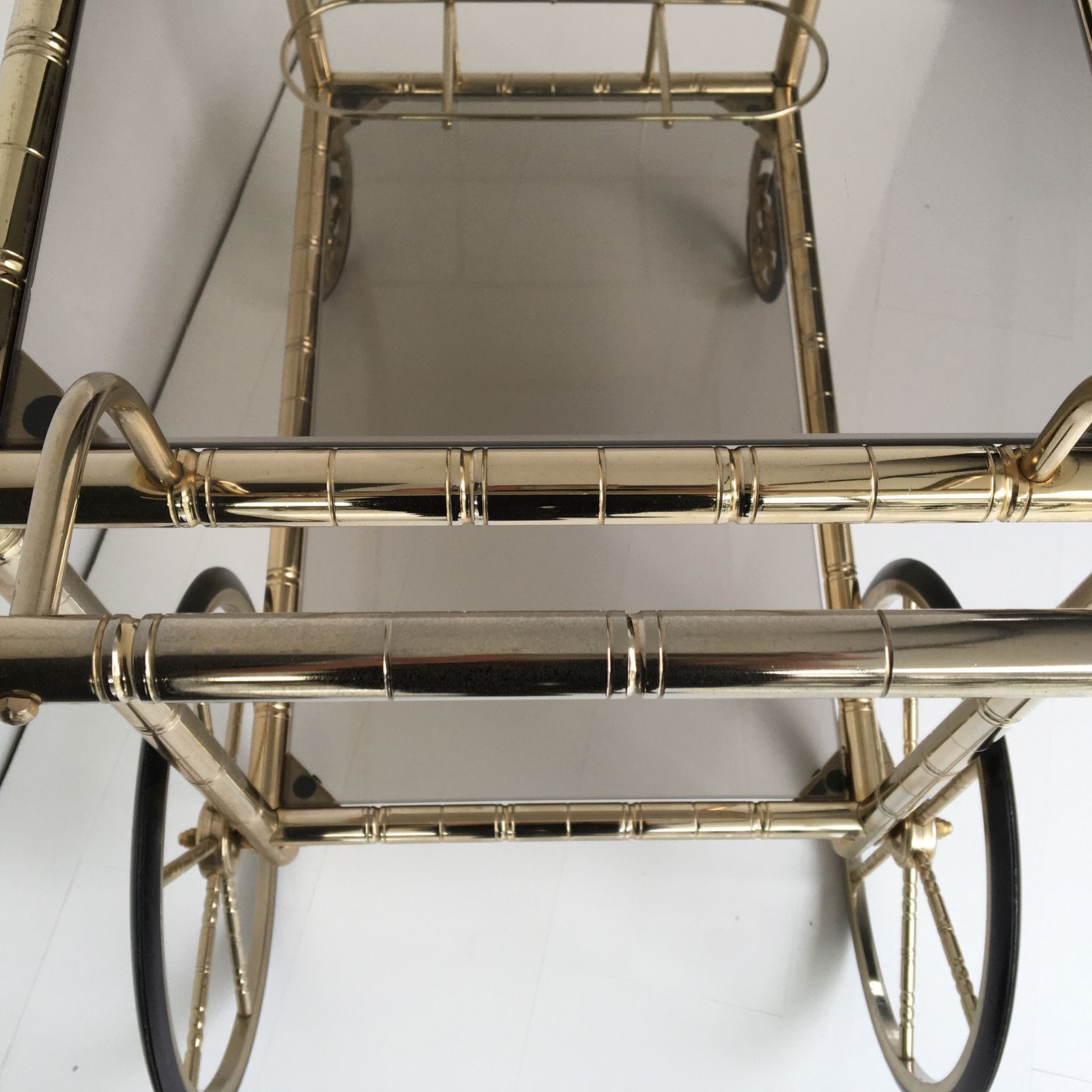 photo furniture Italiaanse Messing Barkar | Orsenigo Vintage Bamboe & Glas Drankentrolley
