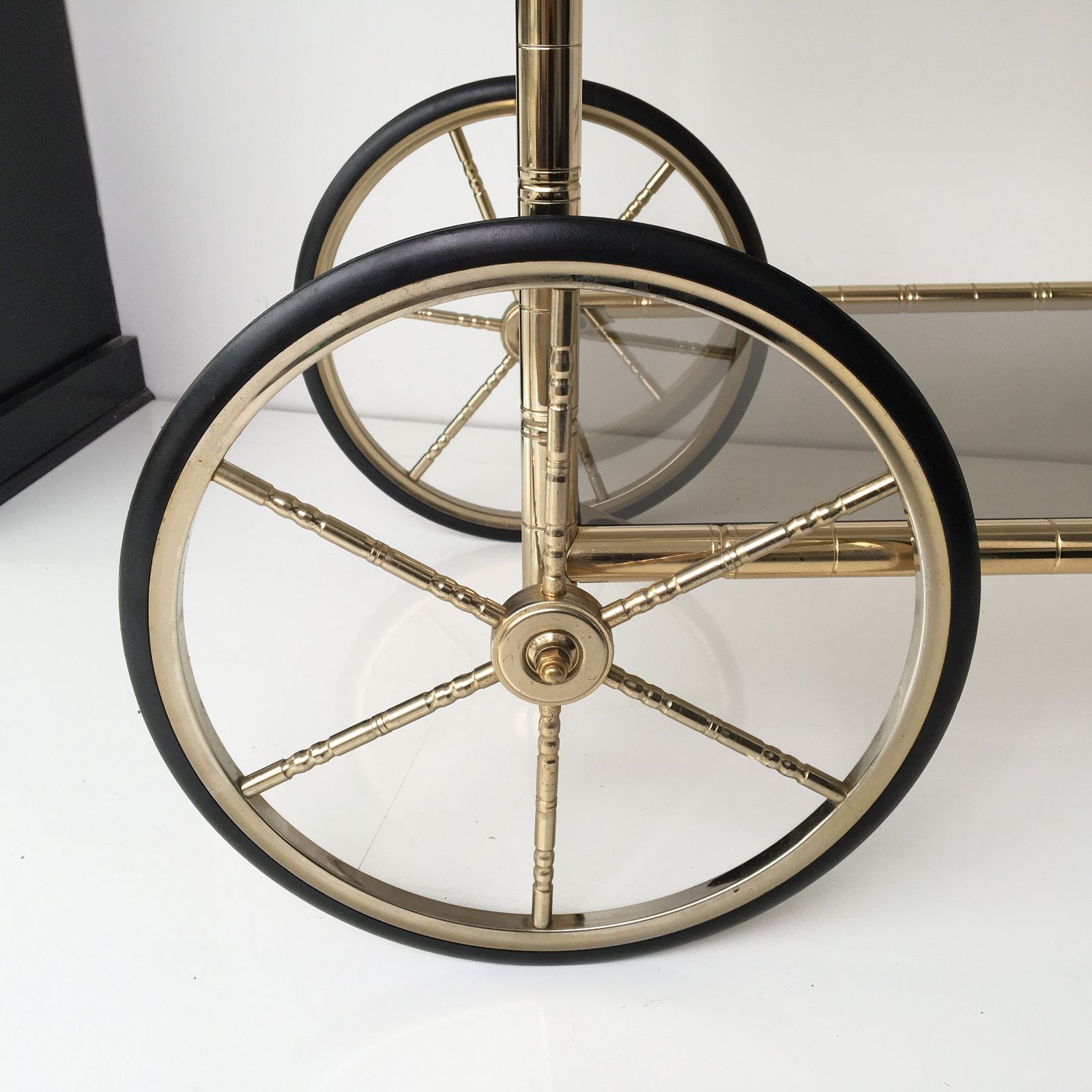 photo for sale Italiaanse Messing Barkar | Orsenigo Vintage Bamboe & Glas Drankentrolley