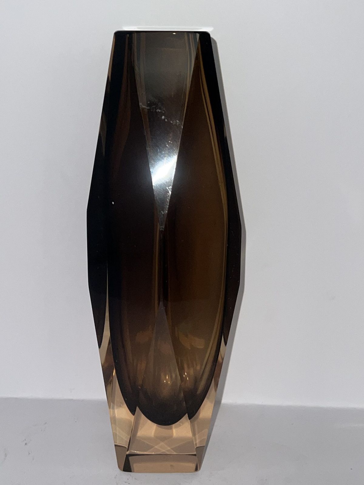 Murano Faceted Brown Glass Vase (22cm X 9cm), 1960’s photo furniture