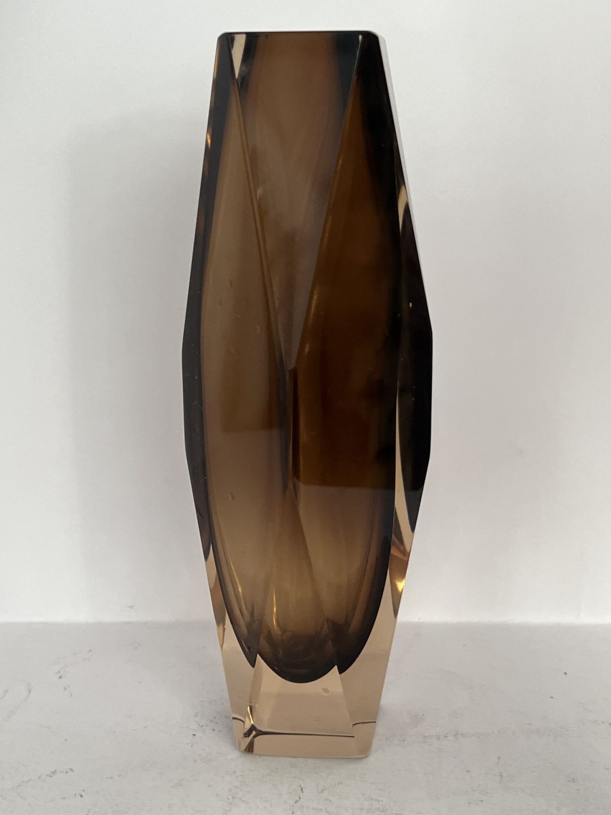 photo furniture Murano Faceted Brown Glass Vase (22cm X 9cm), 1960’s