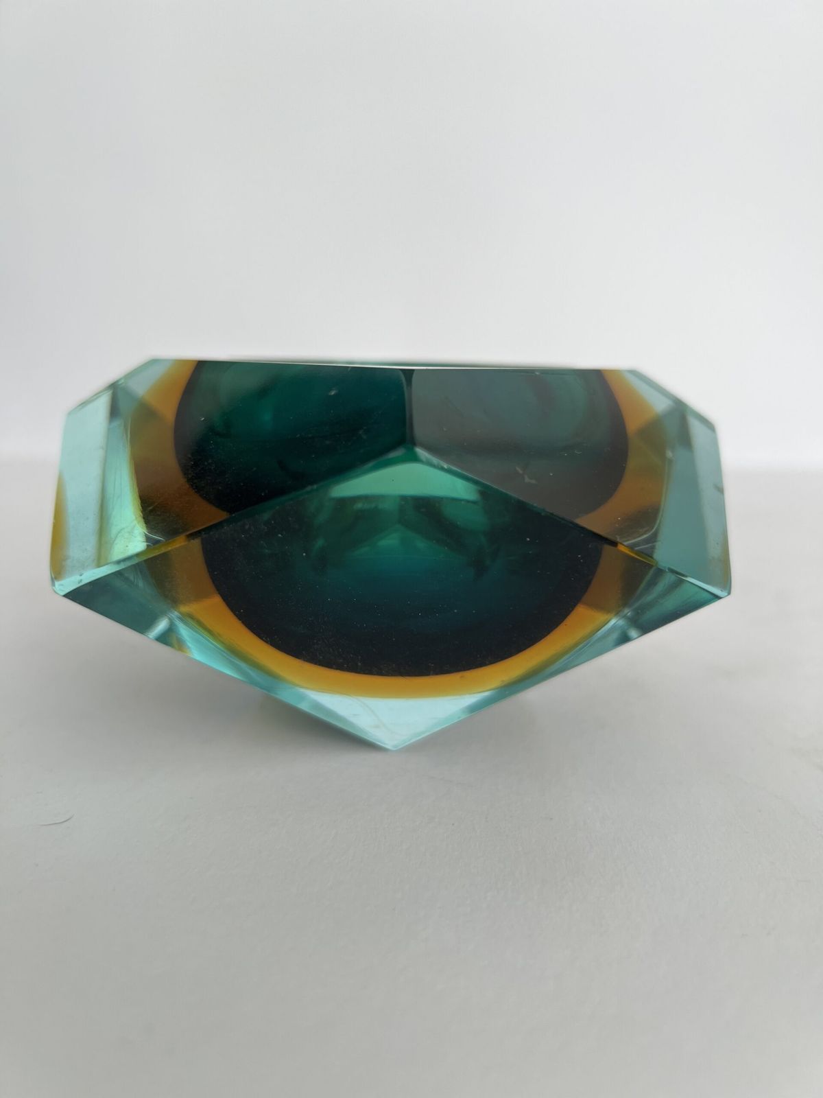 Murano Faceted Sommerso Glass Vintage Bowl photo for sale