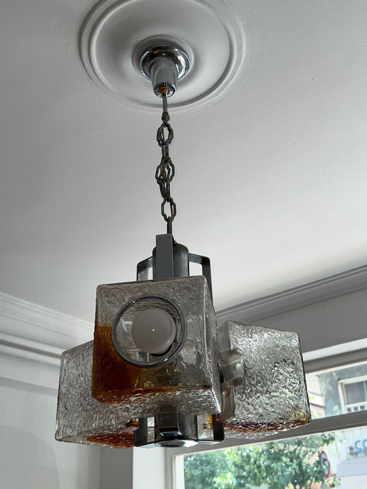 Toni Zuccheri For Venini – Murano Glass & Chrome Space Age Chandelier (C. 1970s) photo furniture