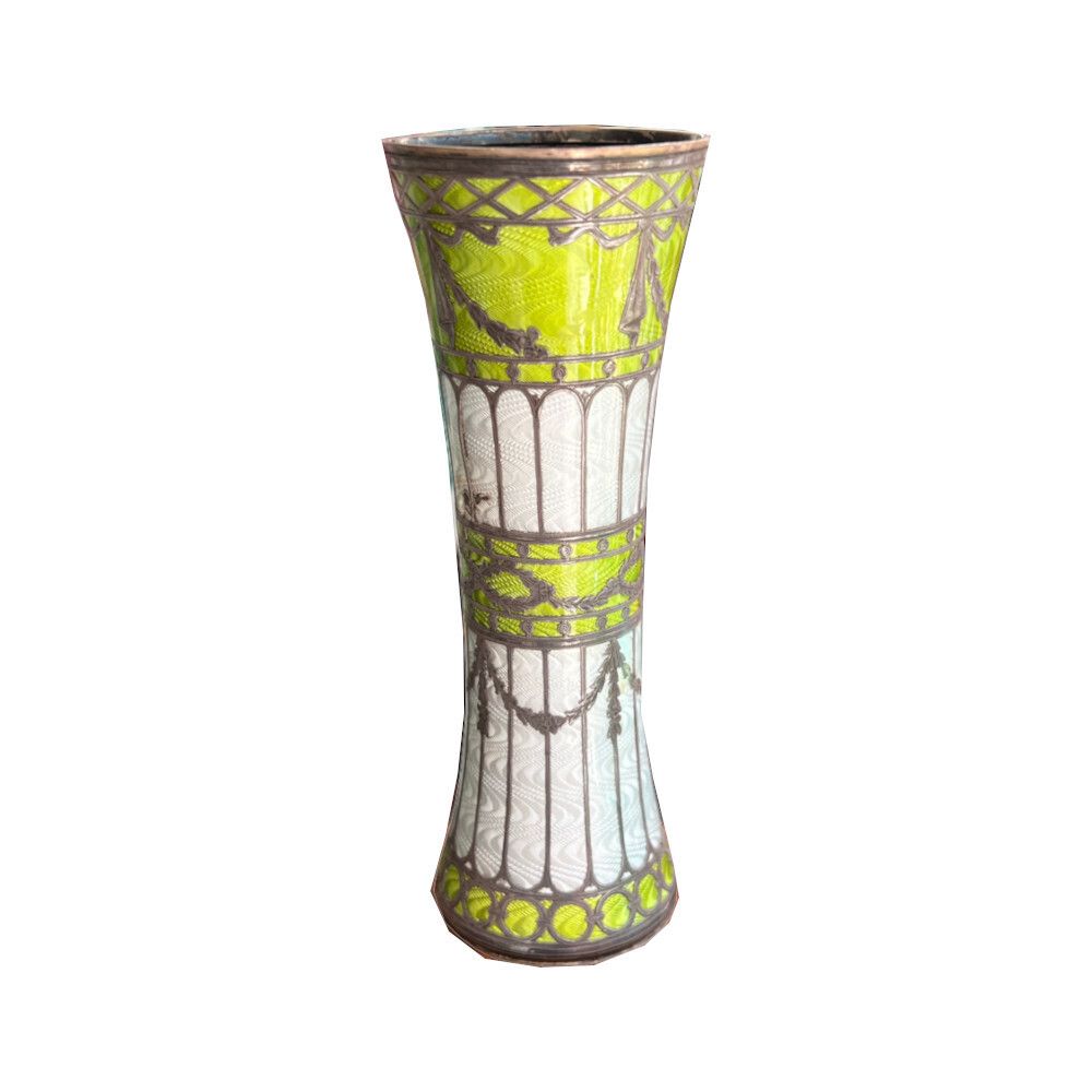 A Bud Vase In Parcel Gilt Silver And Guilloche Enamel, 1920 1928