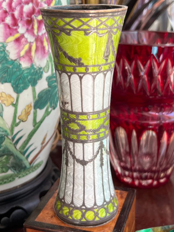 A Bud Vase In Parcel Gilt Silver And Guilloche Enamel, 1920 1928 photo furniture