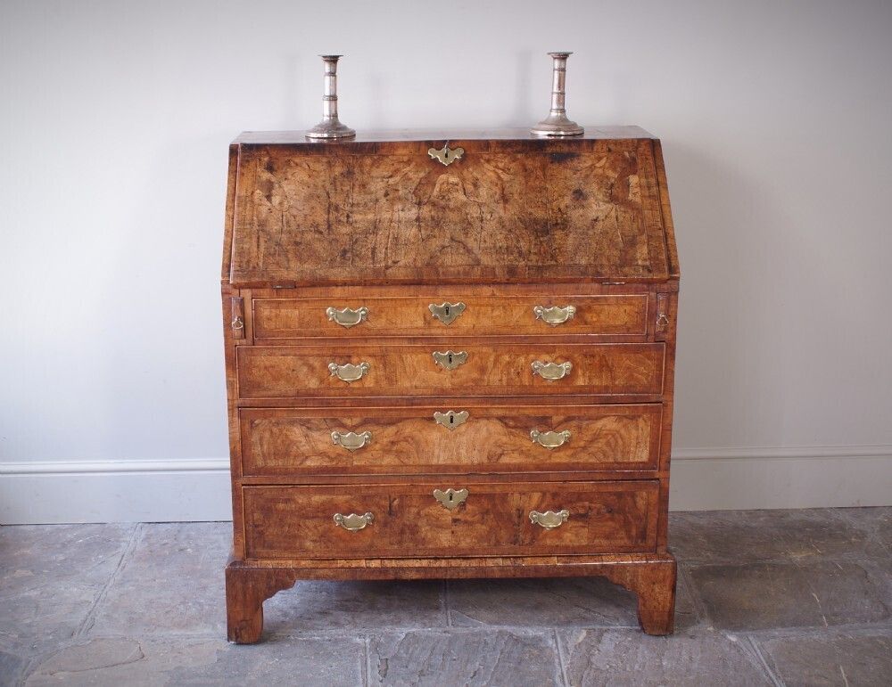 George II Walnut Bureau, 18th Century And Earlier photo vintage