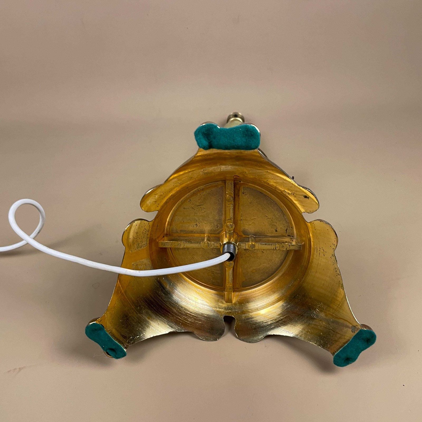Antique Onyx Marble Lamp Light Brass Gold Metal Green Bedside Side Table Column Marbled Patterned Vintage Pattern Stone Ornate Feet Base photo vintage