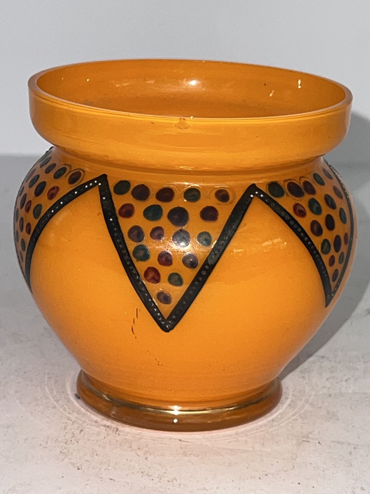 Hand Painted Orange Glass Vase With Polychrome Enamel Decoration, C. 1910–1930 photo furniture