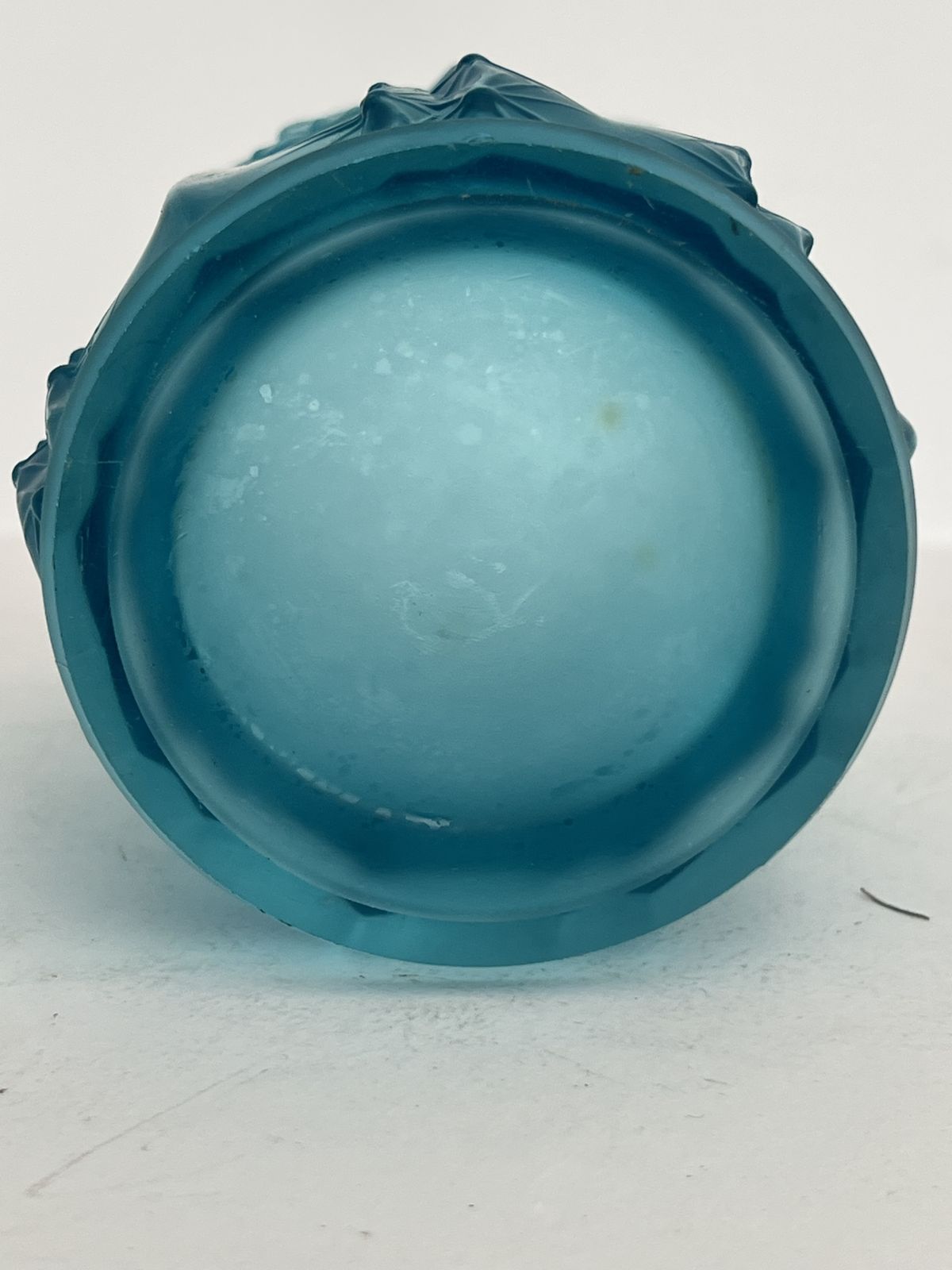 Josef Inwald “Barolac” Art Deco Frosted Vase — Ice Blue Pressed Glass, Czechoslovakia, C. 1930s photo Home Decor