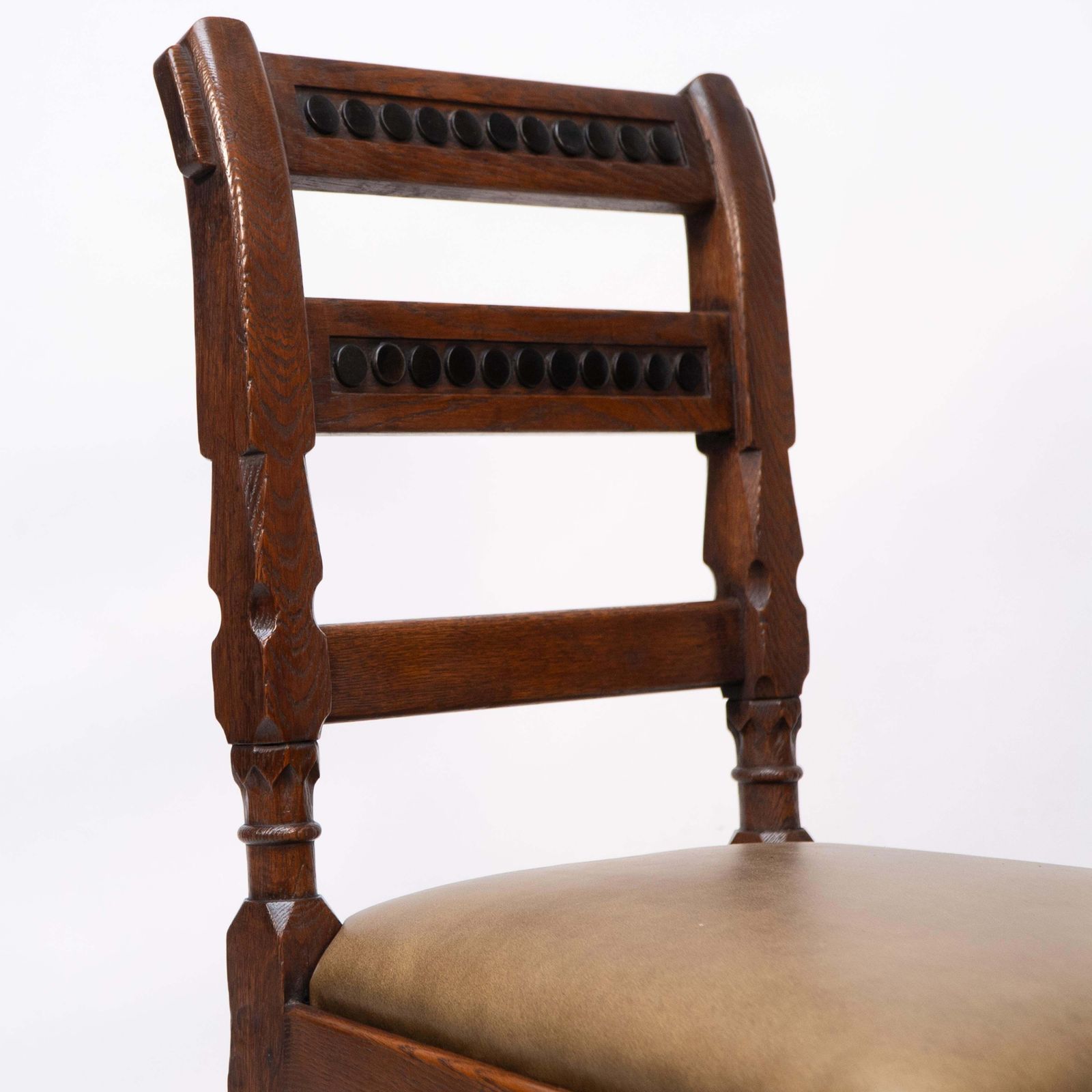 J P Seddon Attri. An Aesthetic Movement Oak Side Chair With Ebonized Circles photo vintage
