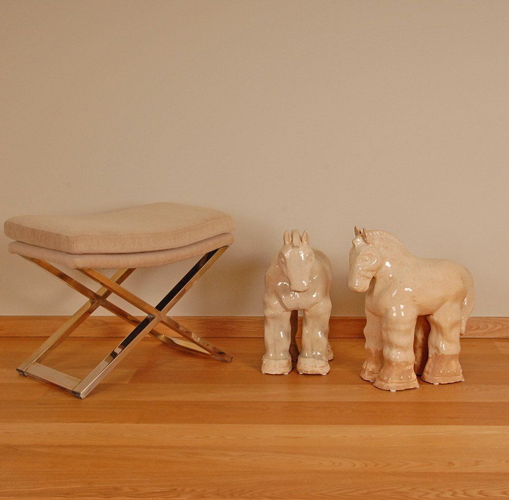 Tall Vintage Ceramic Horse Sculptures In Glazed Terracotta, Set Of 2 photo furniture
