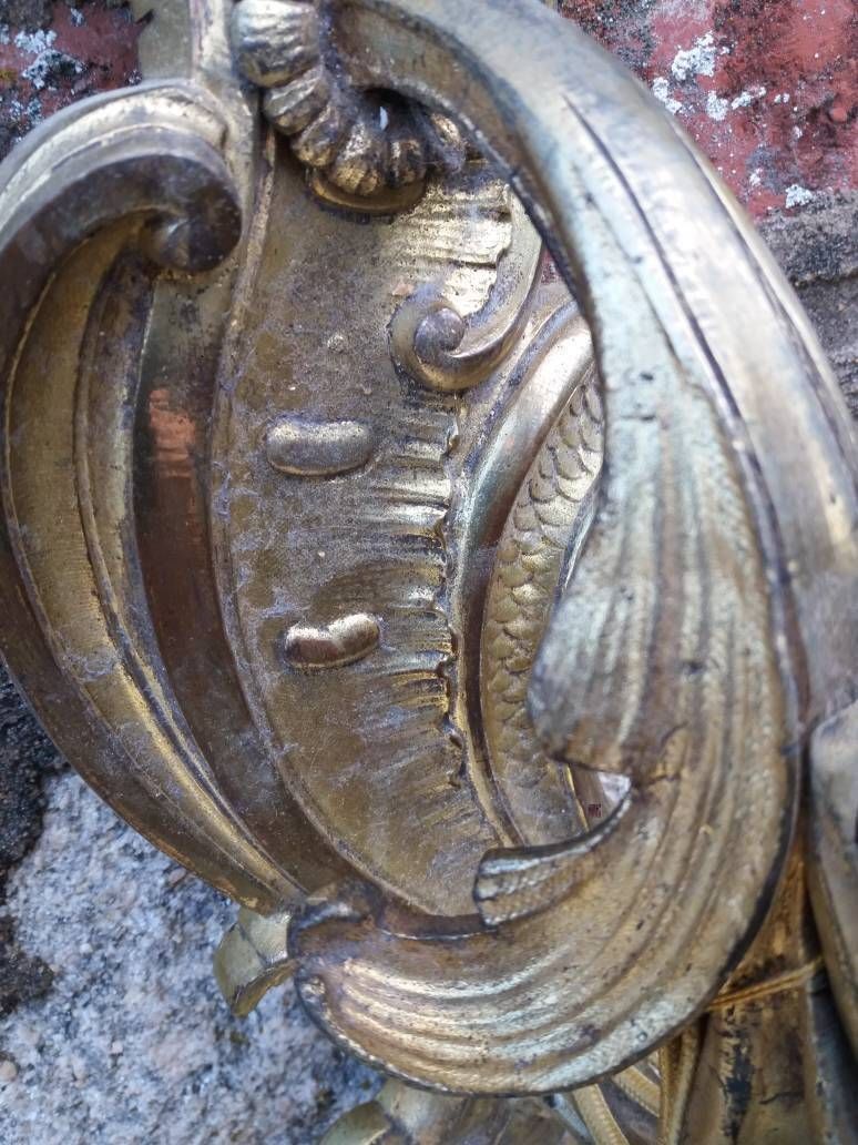 photo furniture Antique Bronze Ormolu Wall Sconces: French Chateau Lighting Pair