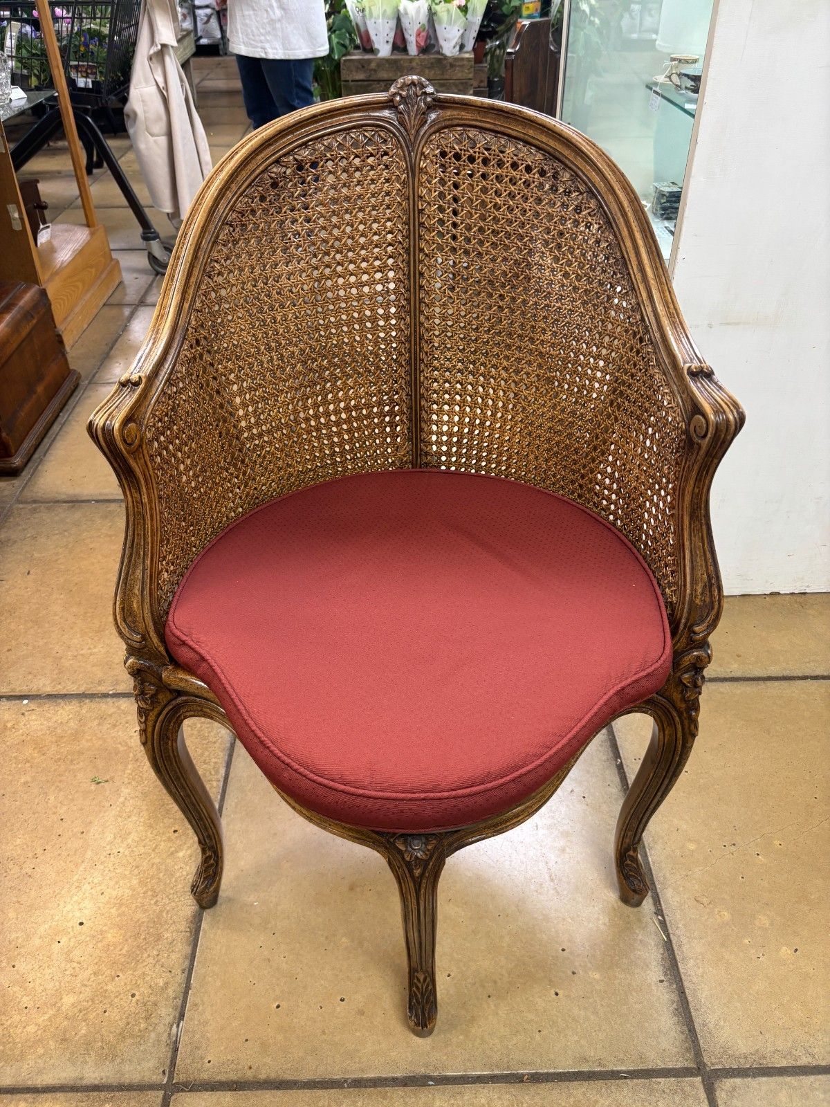 Antique French 19th Century Walnut & Cane Carved Corner Chair photo furniture
