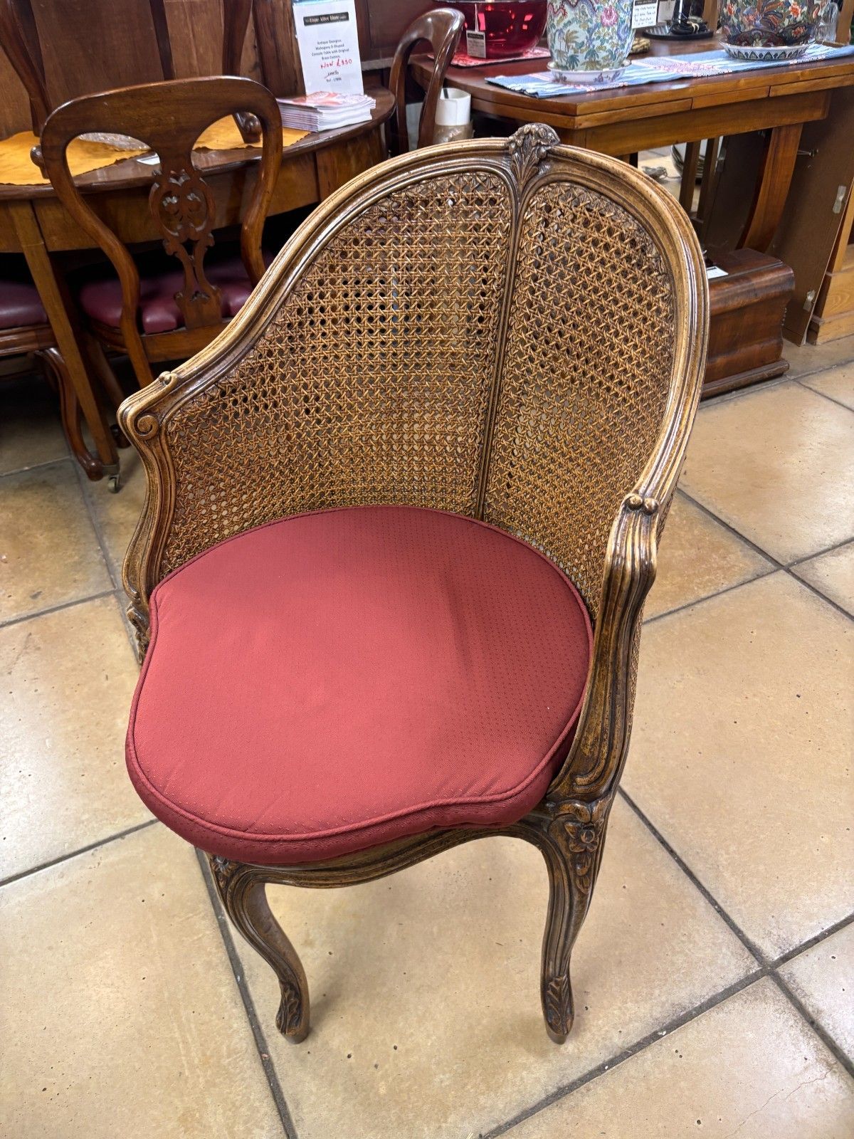 photo furniture Antique French 19th Century Walnut & Cane Carved Corner Chair