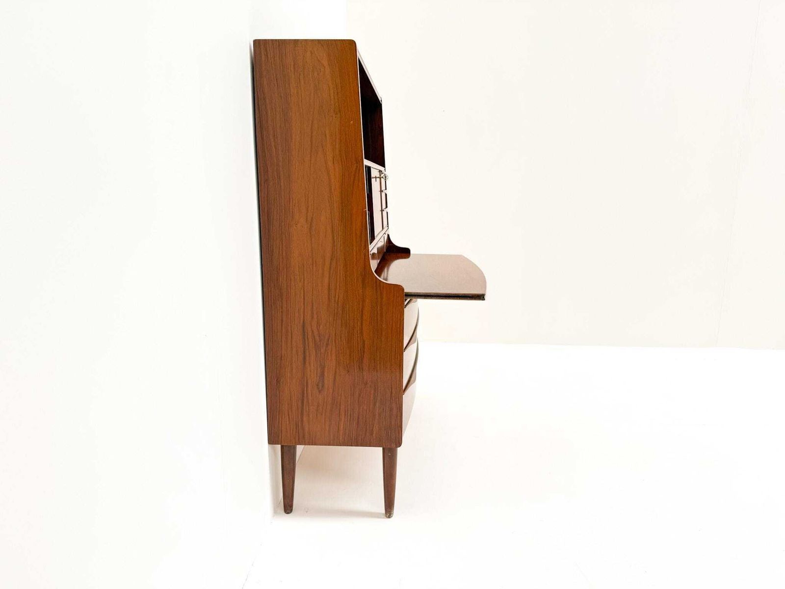 Erling Torvits Walnut Secretary Desk With Wave Front, Denmark, 1960s photo Furniture