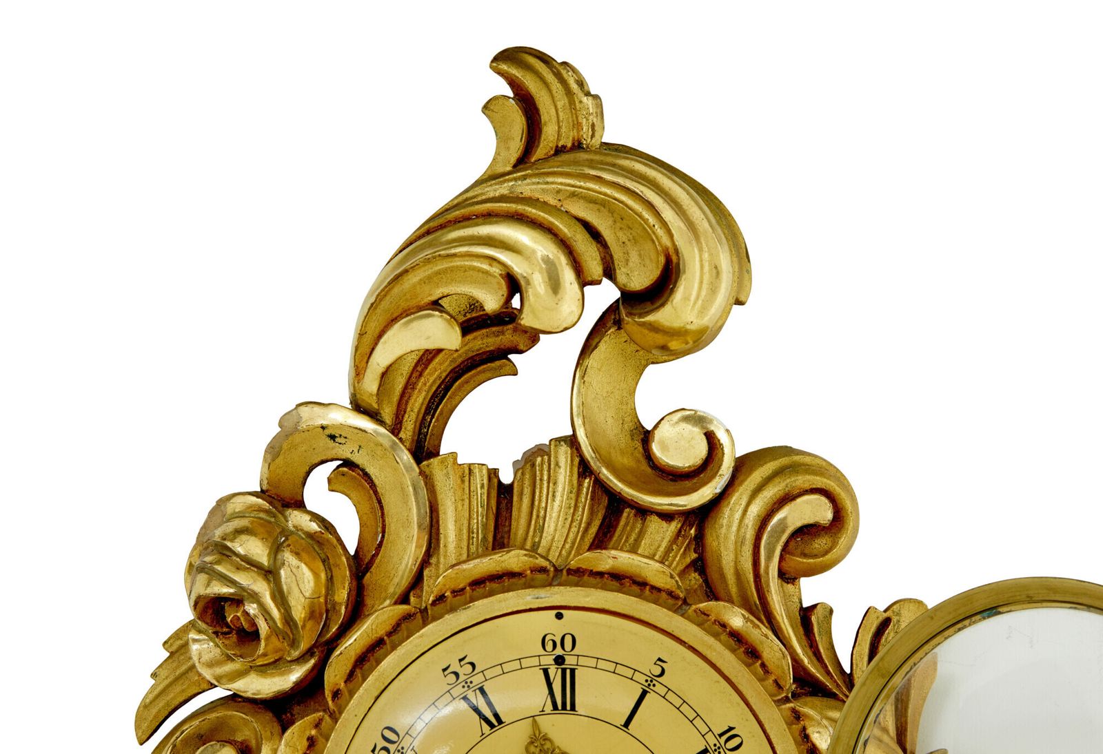 Mid Century Gilt Rococo Revival Wall Clock photo for sale