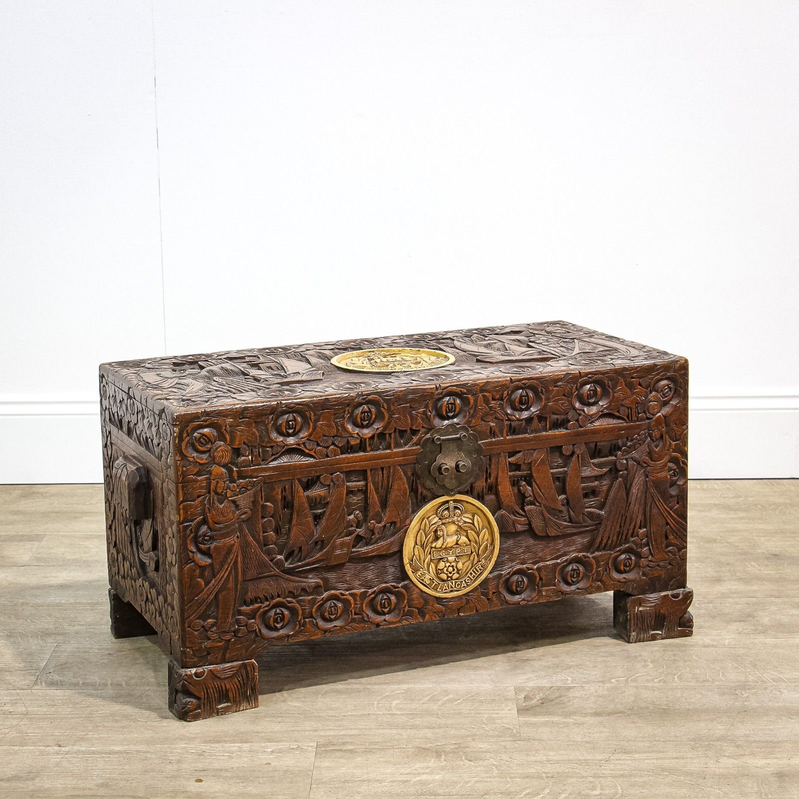 Camphorwood Oriental Chest With Regimental Roundels photo 590.0