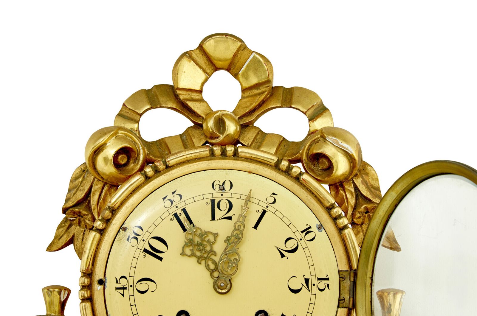 20th Century Swedish Gilt Carved Wood Wall Clock photo Home Decor