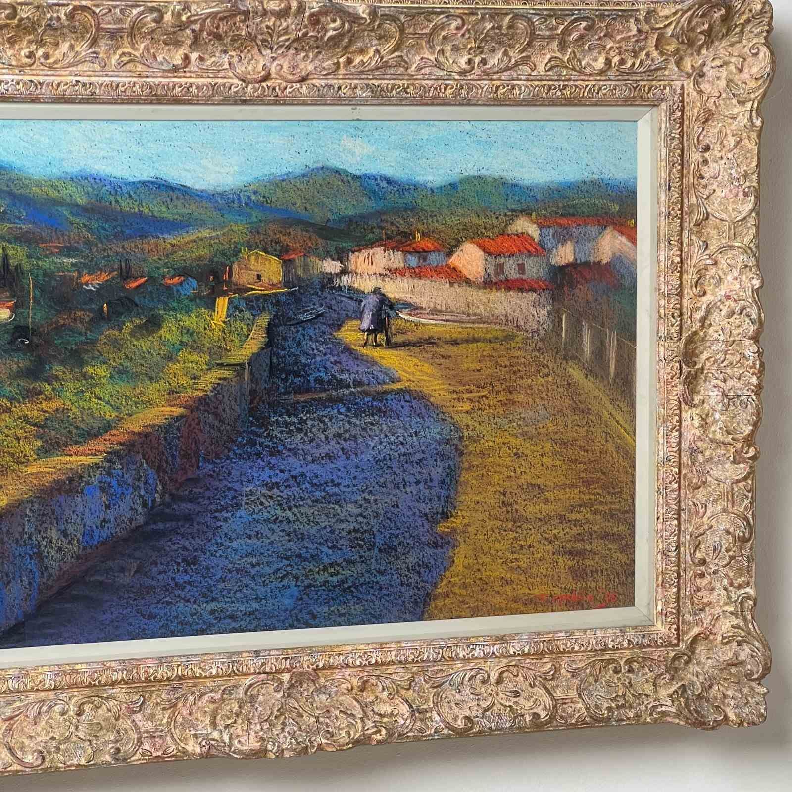 'Entrance To Ceret' A Pastel By John Mackie (Scottish Born 1953) photo buy