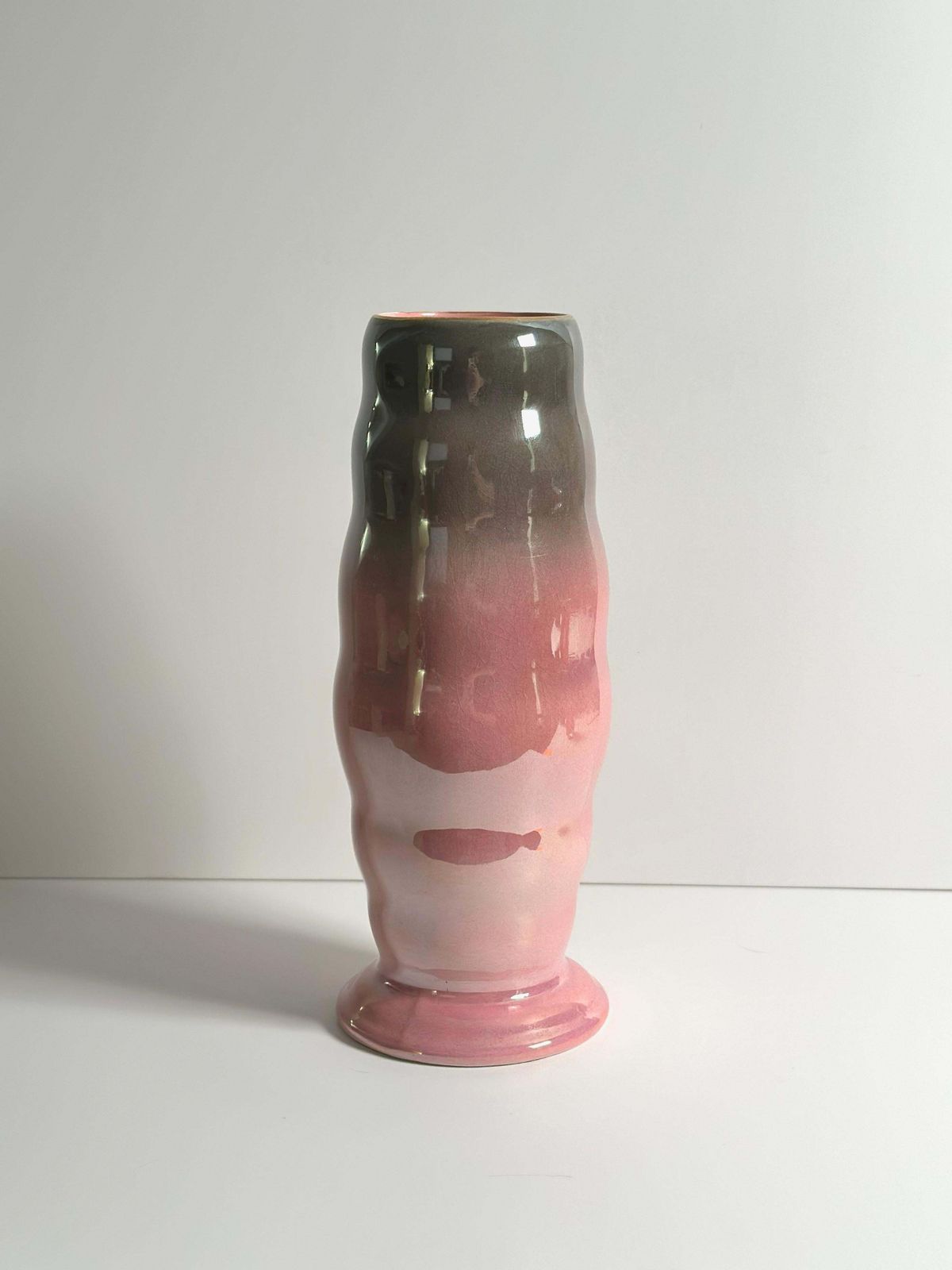 Pink Art Deco Lustre Ware Vase By Maling, England, 1930s photo vintage