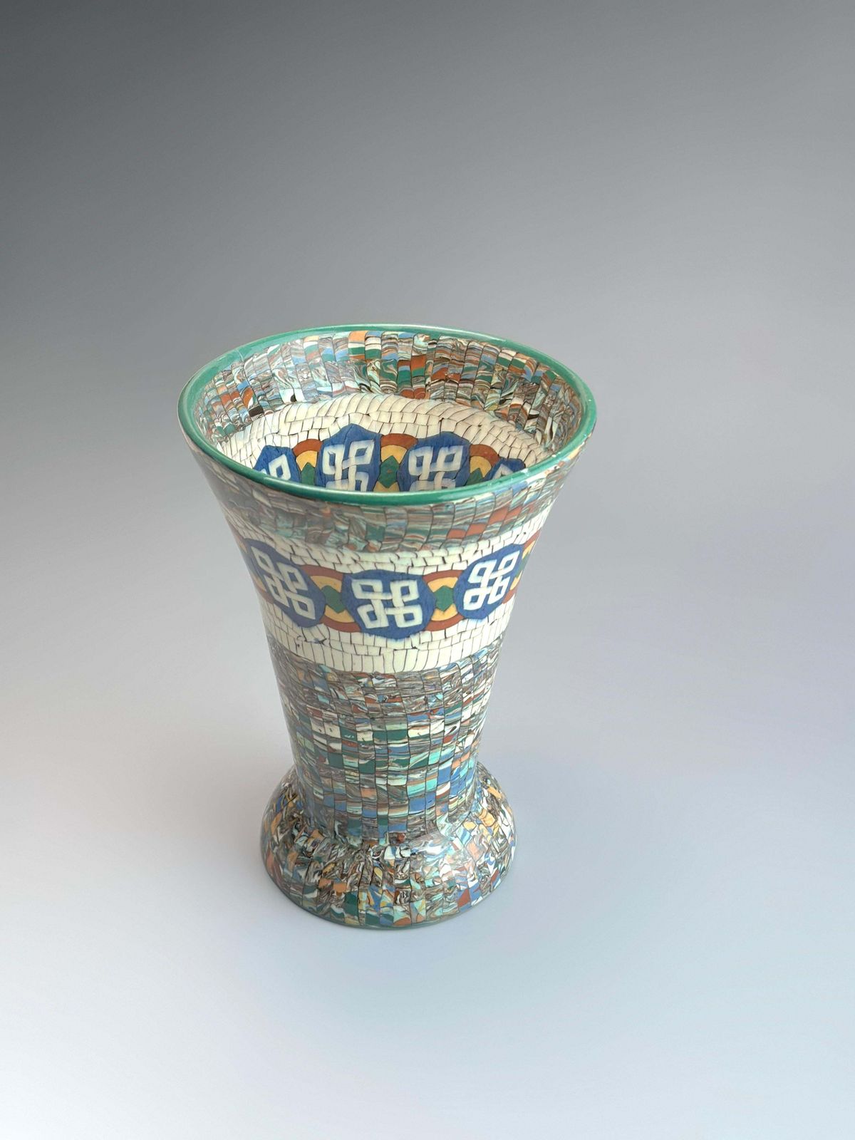 Art Deco Neriage Mosaic Trumpet Vase By Jean Gerbino, Vallauris, France, 1930s photo buy