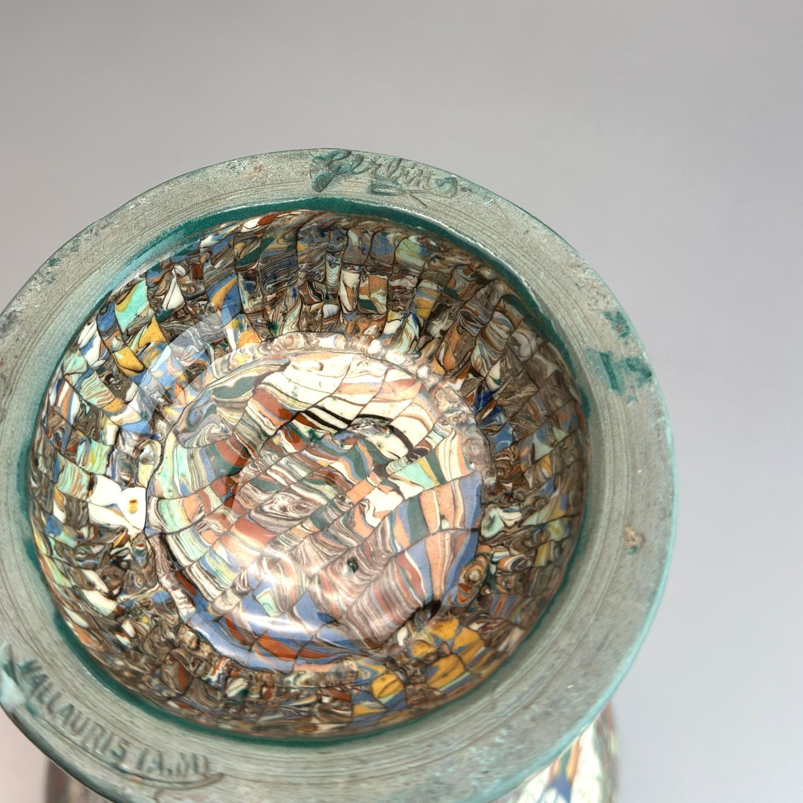 photo furniture Art Deco Neriage Mosaic Trumpet Vase By Jean Gerbino, Vallauris, France, 1930s