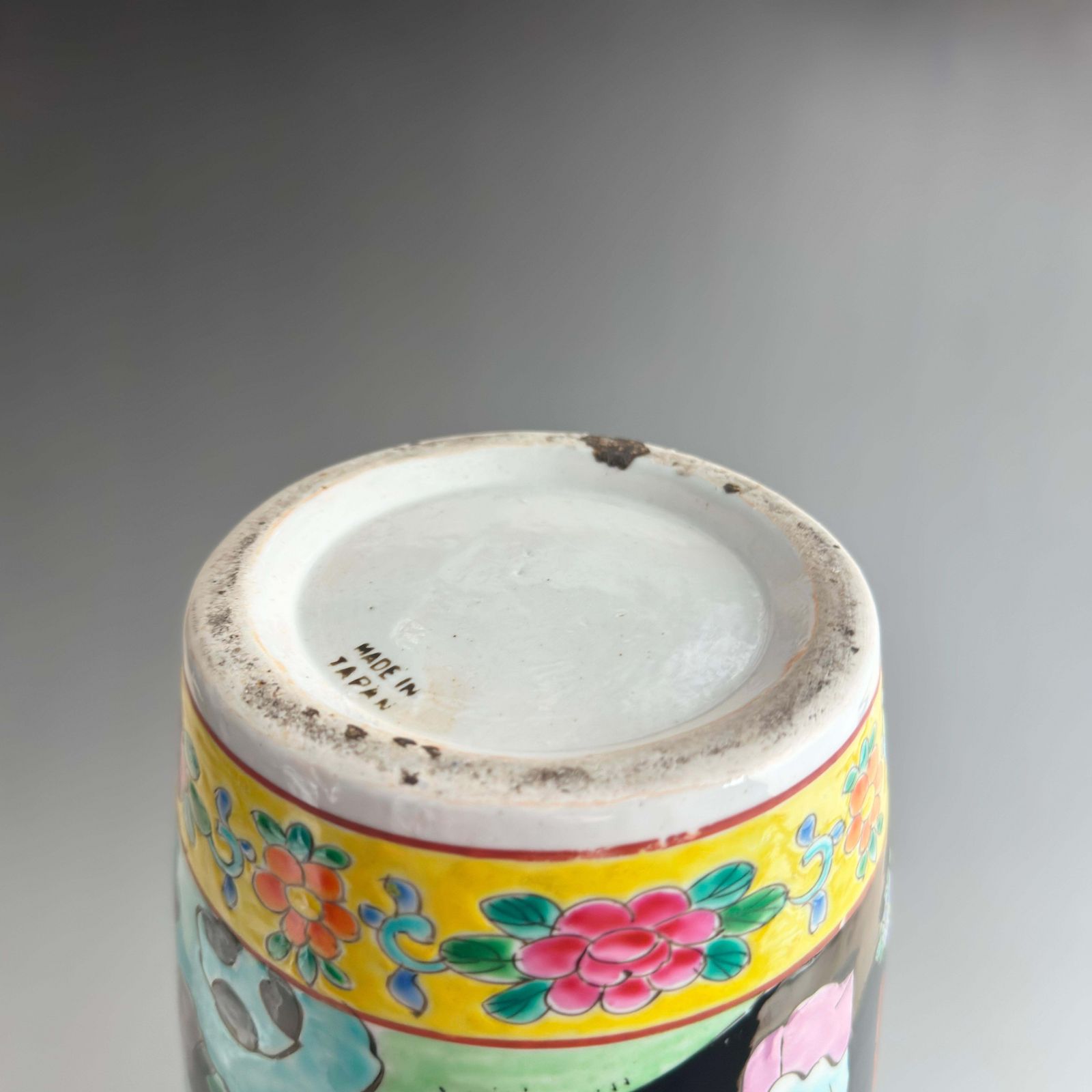 Home Decor Japanese Porcelain Famille Noire Rouleau Shaped Vase By Yamatoku, Arita, 1950s photo